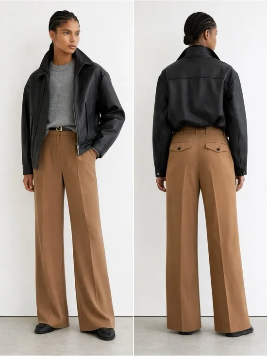 Reiss Anakin Wide Leg Trousers Camel High Waisted Tailored Pants Minimal Chic 4 - Picture 1 of 8